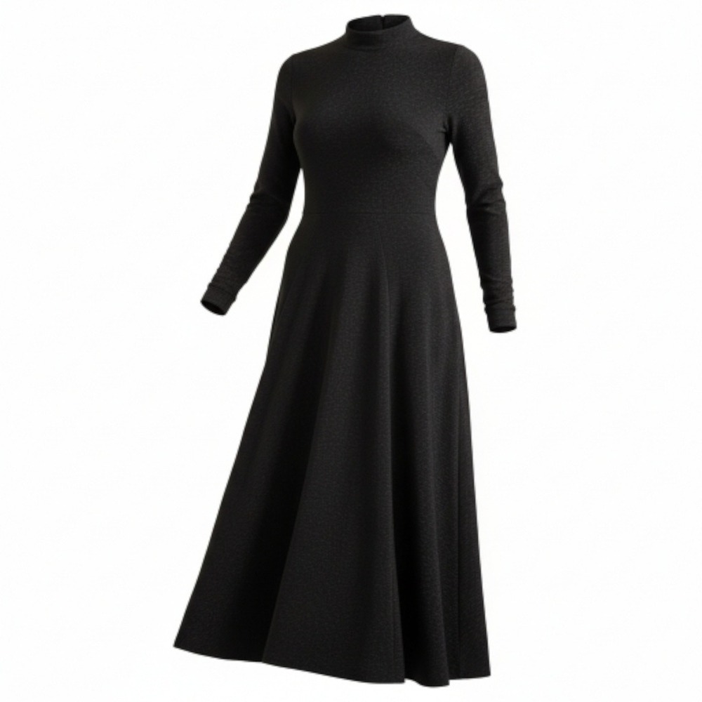 Ganni Baxter Sparkle Mock Neck Maxi Dress Brown Black Metallic Long Sleeve XS/S - Picture 2 of 11